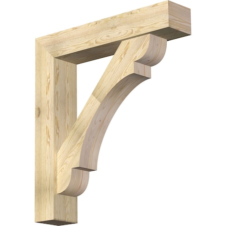 Ekena Millwork Olympic Block Rough Sawn Bracket w/ Offset Brace, Douglas Fir, 8"W x 40"D x 44"H BKT0806X40X44OLY05RDF